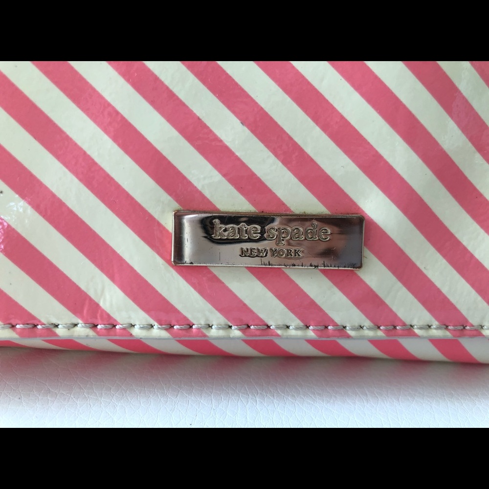 kate spade Pink and White Striped Crossbody Bag